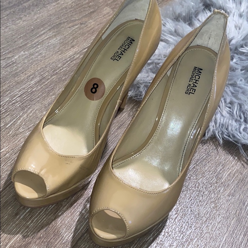 Nude Michael Kors Peep-Toe Pumps